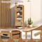 Natural Wicker Storage Cabinet with Tempered Glass Drawers and Soft-Close Slides